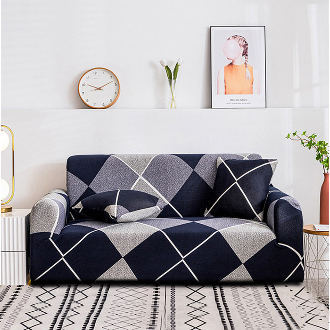 High Stretch 1-Seater Checkered Print Sofa Slipcover