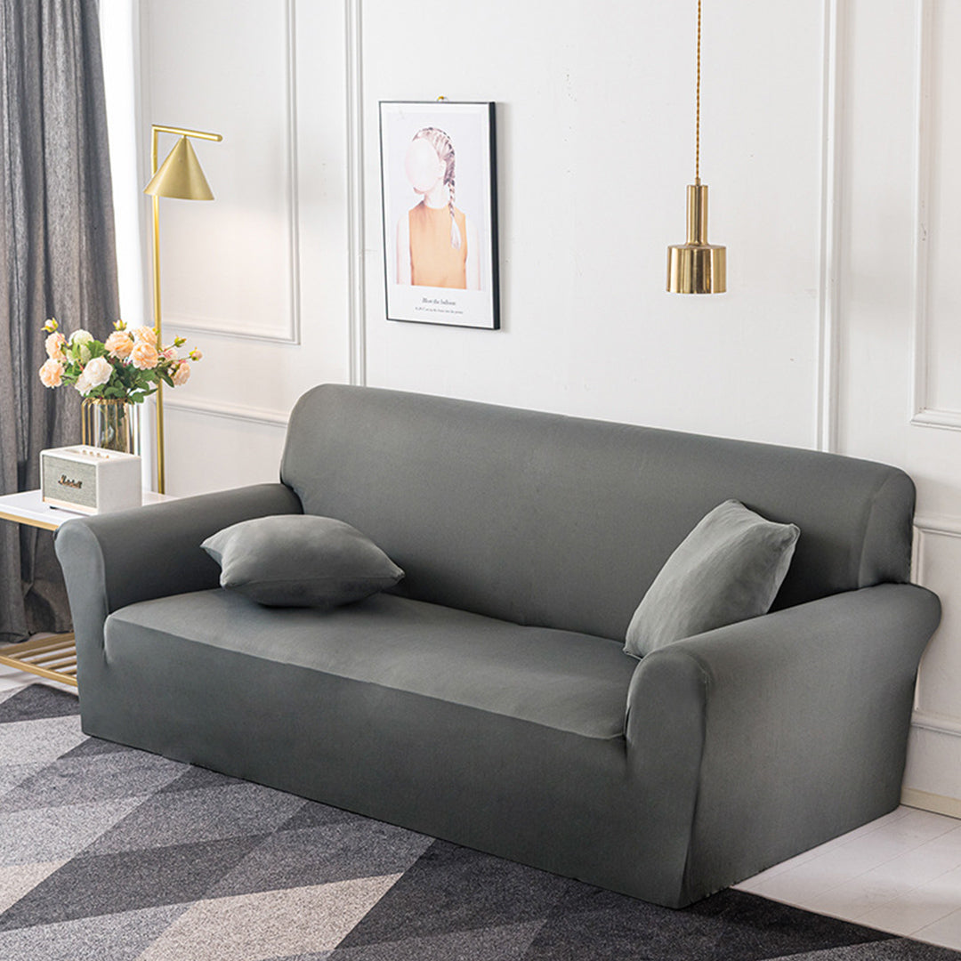 High Stretch 2-Seater Grey Sofa Slipcover