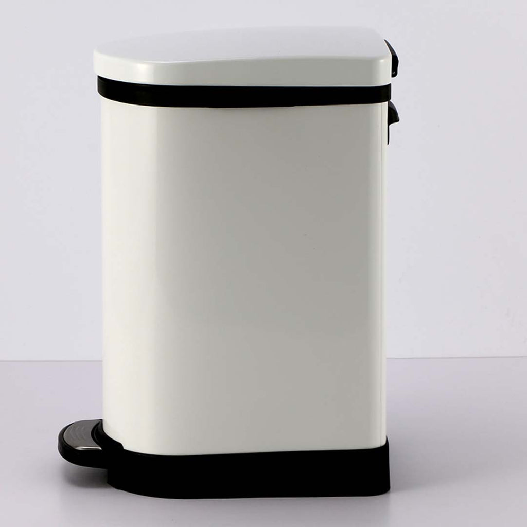 Foot Pedal Stainless Steel Trash Bin 10L U White