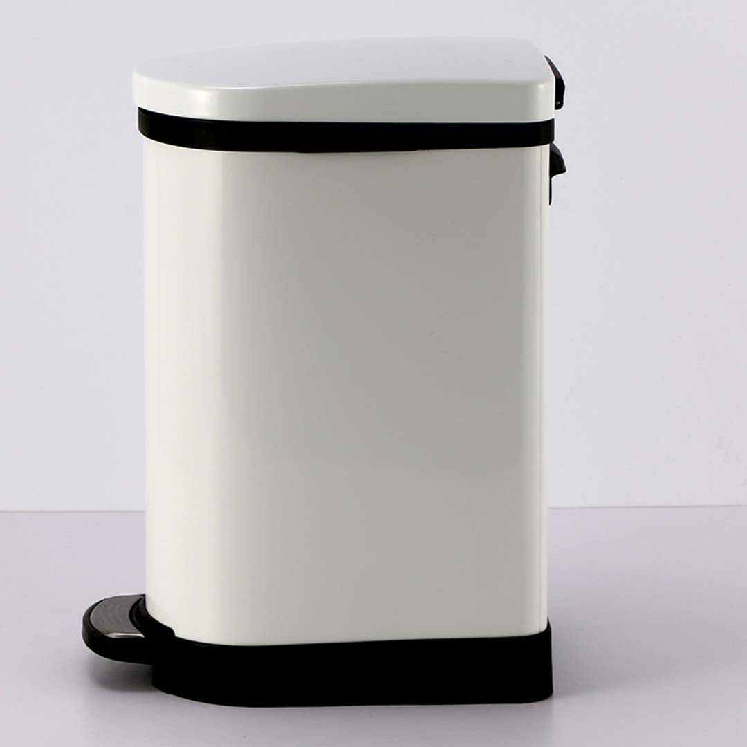 Foot Pedal Stainless Steel Trash Bin 10L U White