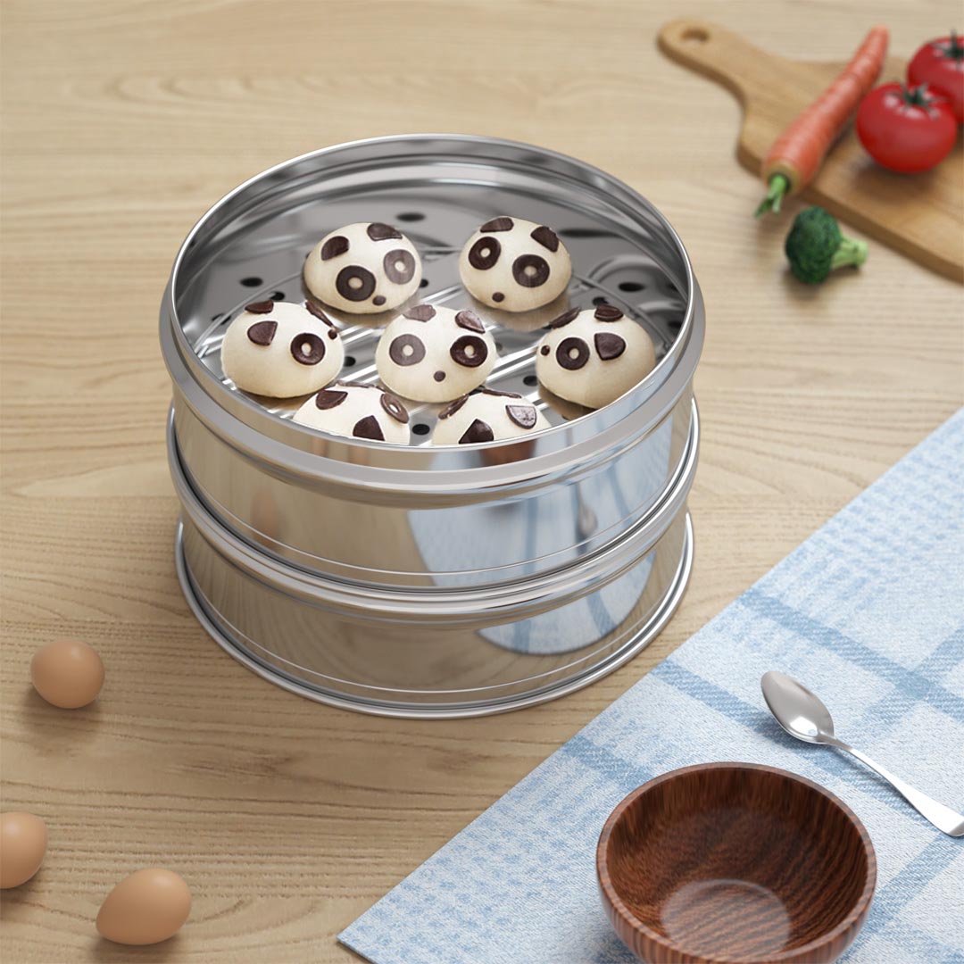 3 Tier Stainless Steel Steamers With Lid 22cm