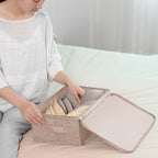 Beige Small Double Zipper Storage Box