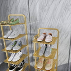 6 Tier Gold Plated Metal Shoe Rack Organiser