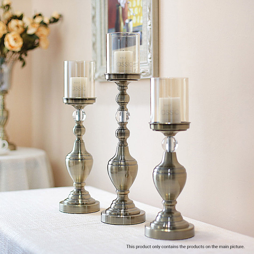 37.4cm Glass Candle Holder Iron Metal