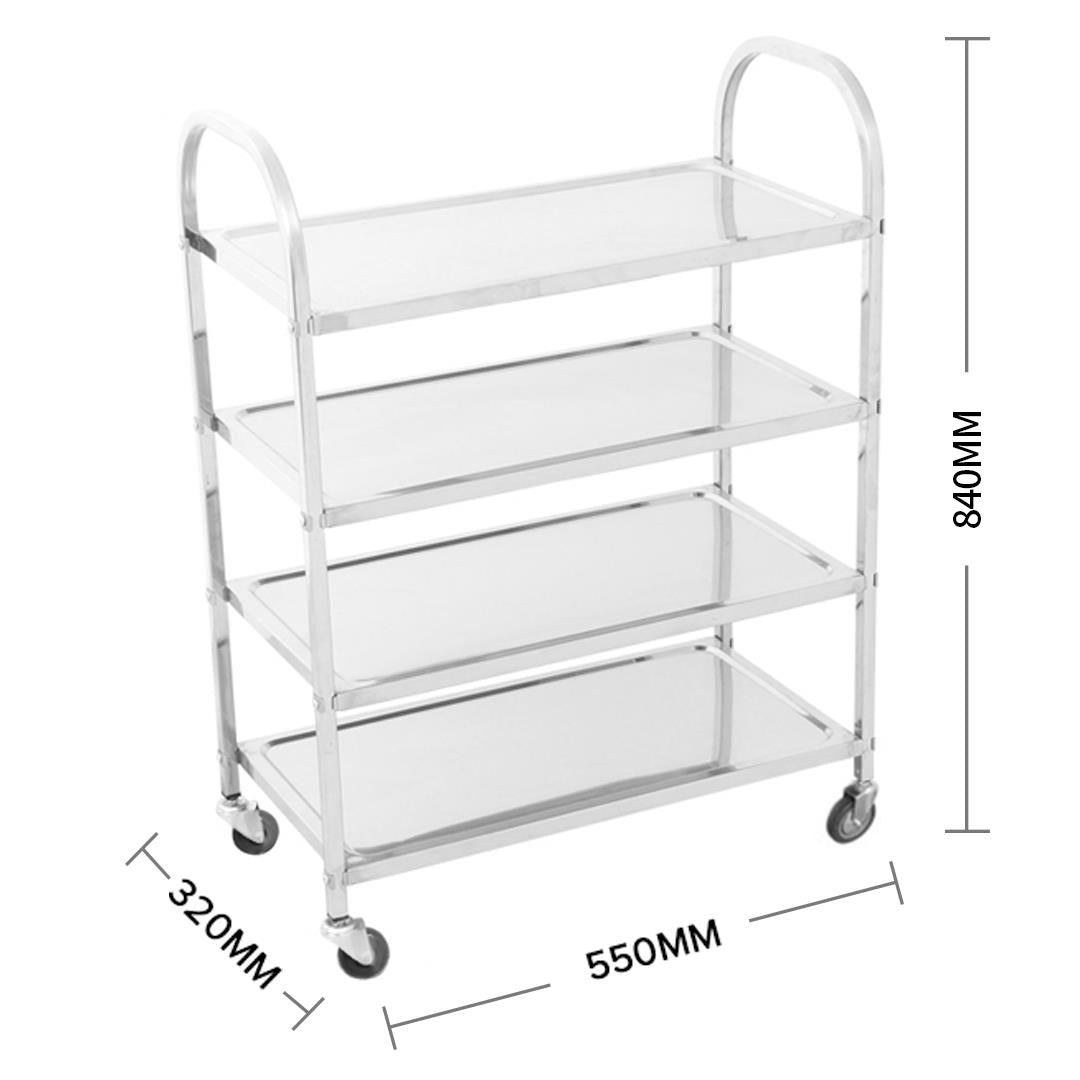 4 Tier Stainless Steel Utility Cart Square Medium