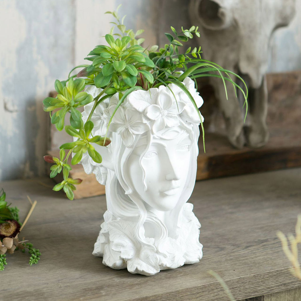 Resin Flower Pot Decor White