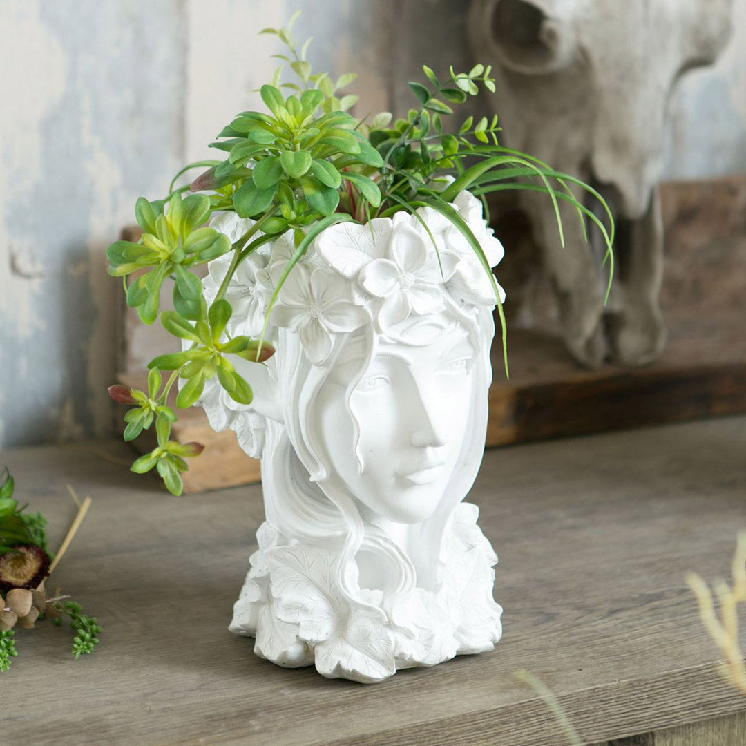 Resin Flower Pot Decor White