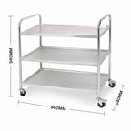 3 Tier Stainless Steel Utility Cart Round 86x54x94cm Large