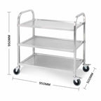 3 Tier Stainless Steel Utility Cart 95x50x95cm Large