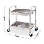 2 Tier Stainless Steel Utility Cart 75×40×83cm Small