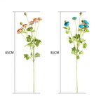 85cm Green Glass Floor Vase and 12pcs Blue Artificial Flower Set
