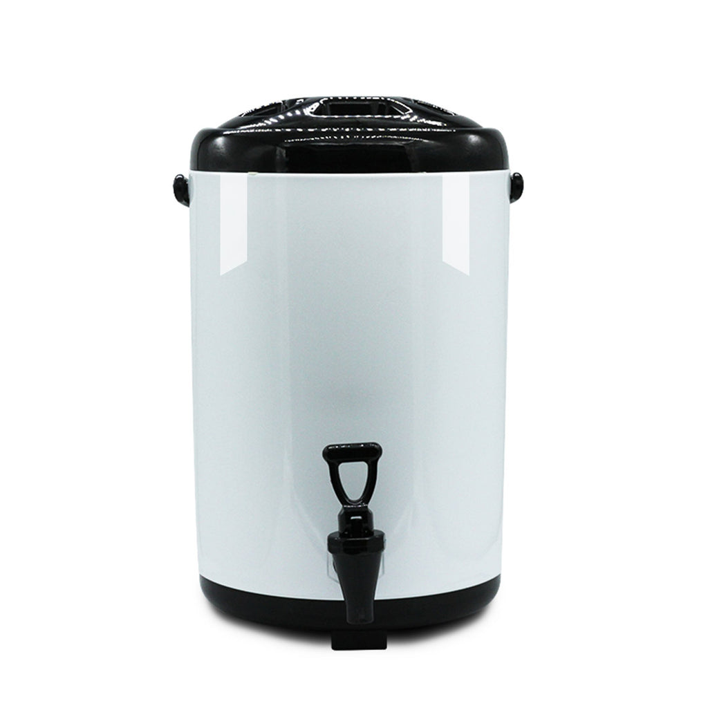 8L Stainless Steel Milk Tea Barrel with Faucet White