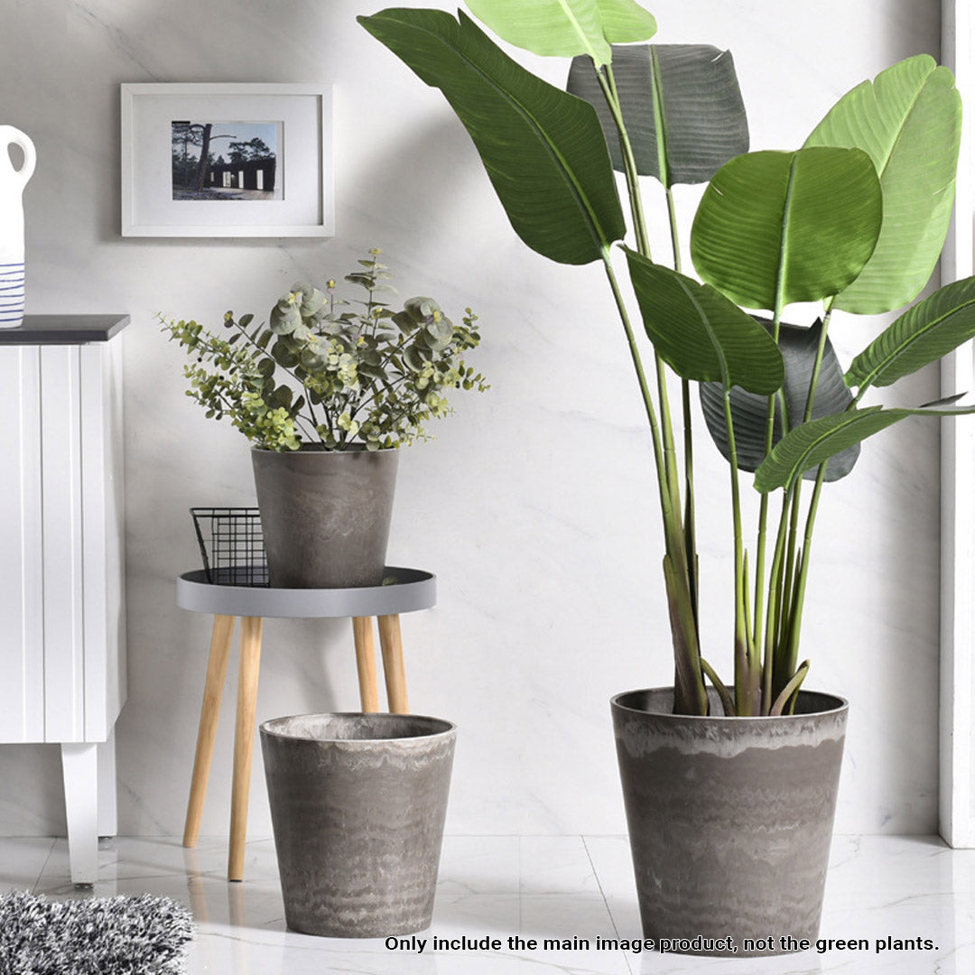 32cm Rock Grey Round Resin Planter