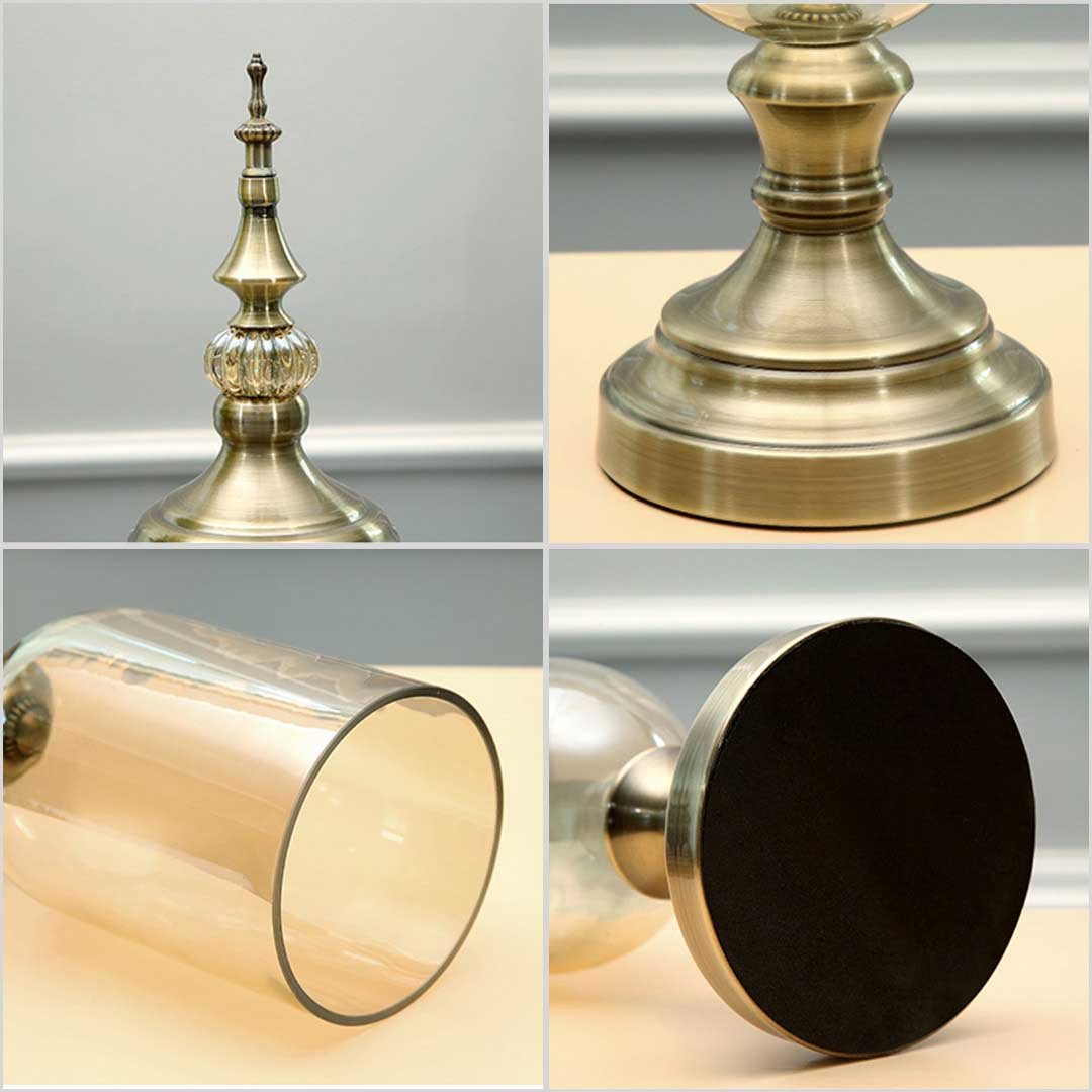 2x Clear Bronze Glass Vase with Lid Set