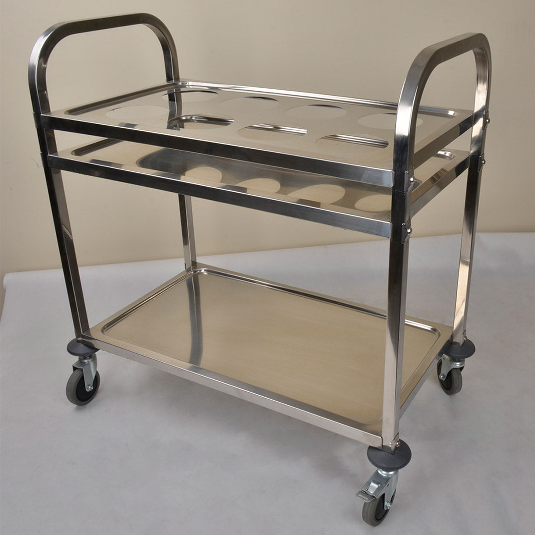 2 Tier Stainless Steel 8 Compartment Kitchen Trolley