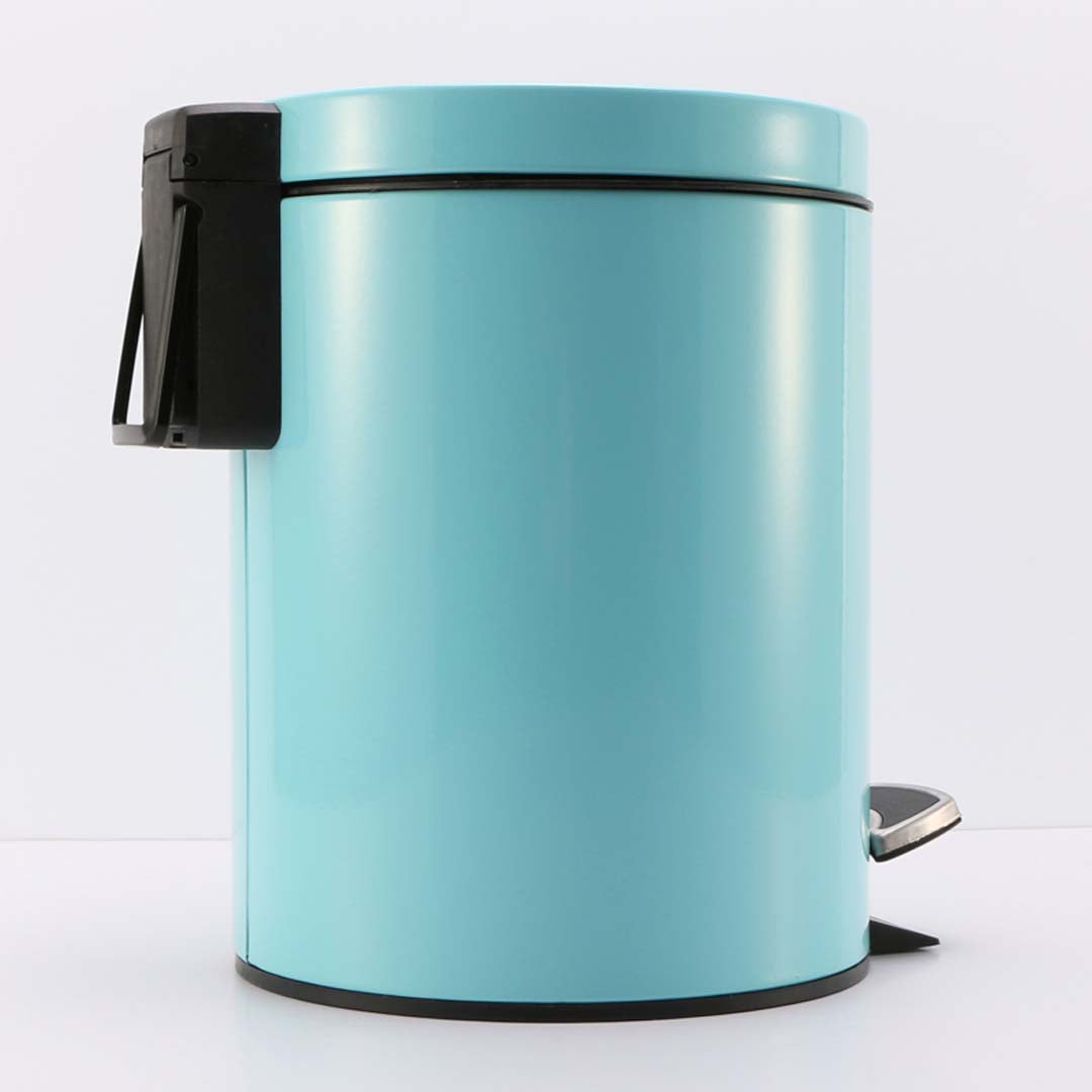 Foot Pedal Stainless Steel Trash Bin Round 7L Blue