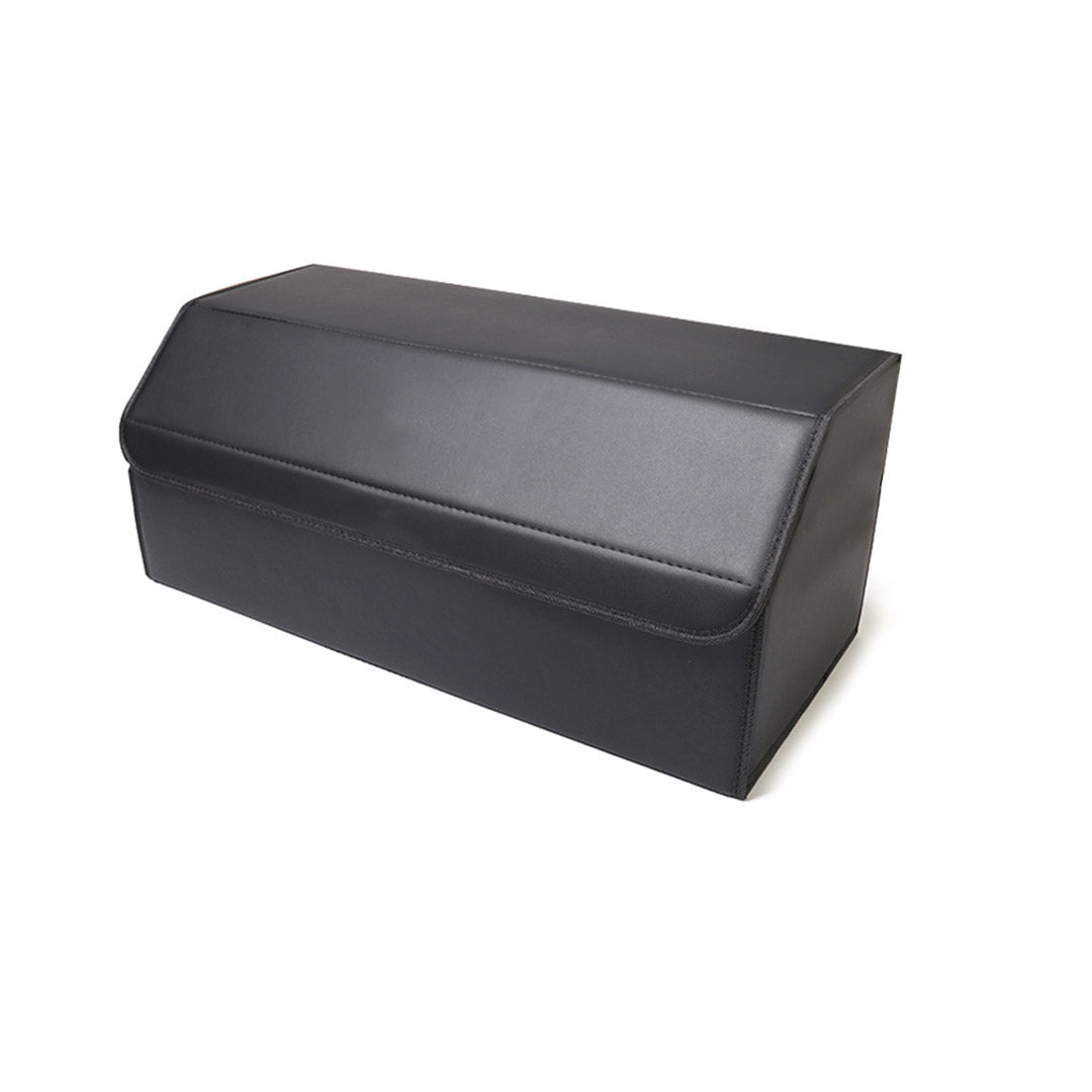 Leather Car Boot Foldable Trunk Cargo Organizer Box Black Large