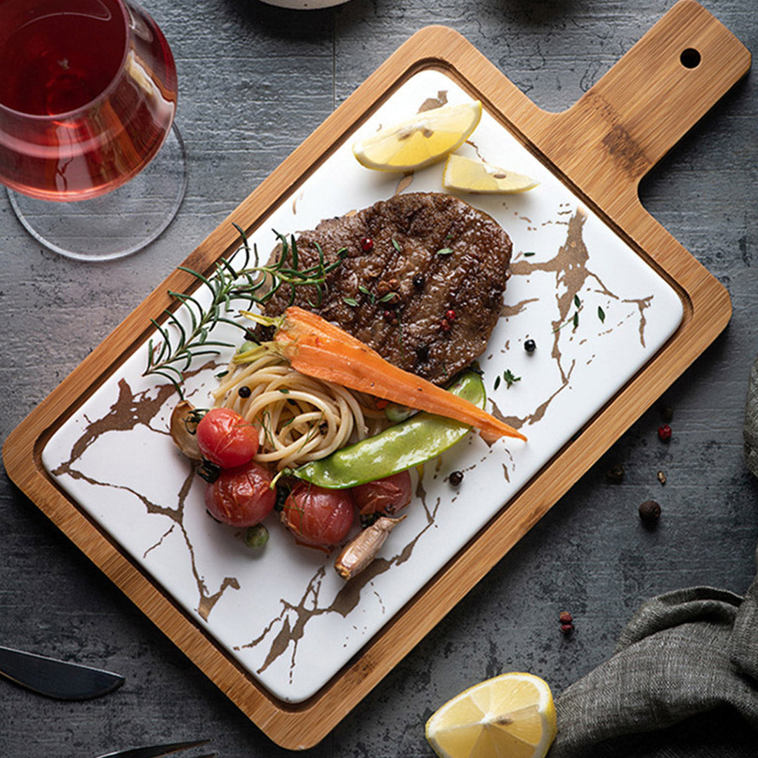 33.5cm White Square Wooden Serving Tray
