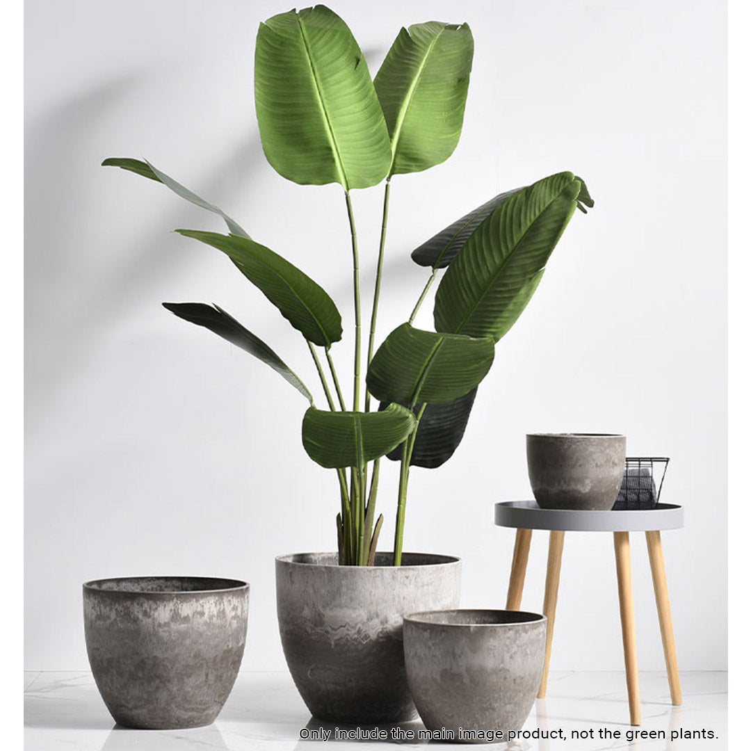 27cm Rock Grey Round Resin Planter