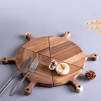 6pcs Brown Round Wood Pizza Server