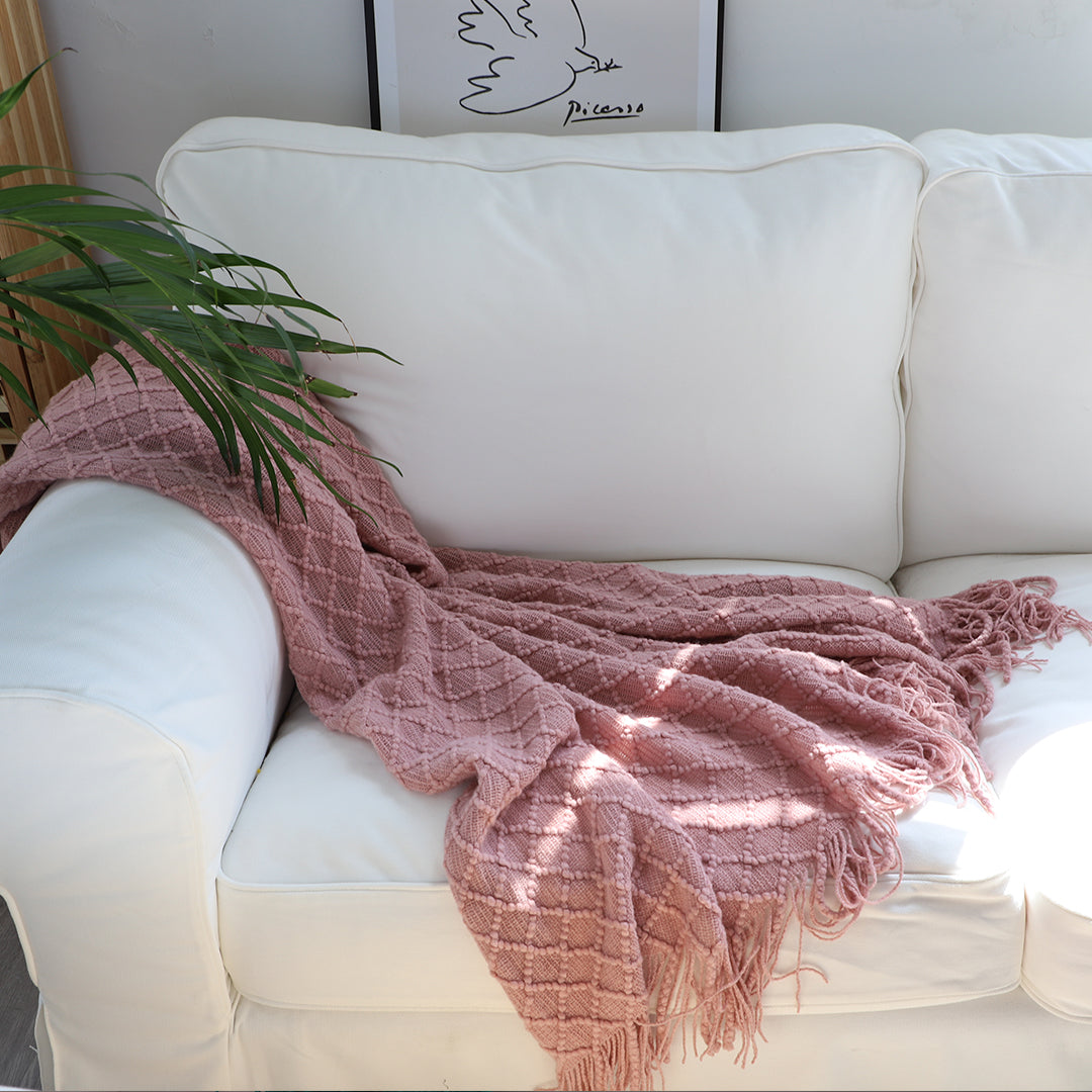 Pink Diamond Pattern Throw Blanket