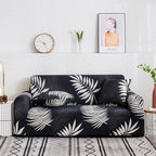 High Stretch 2-Seater Leaf Design Sofa Slipcover