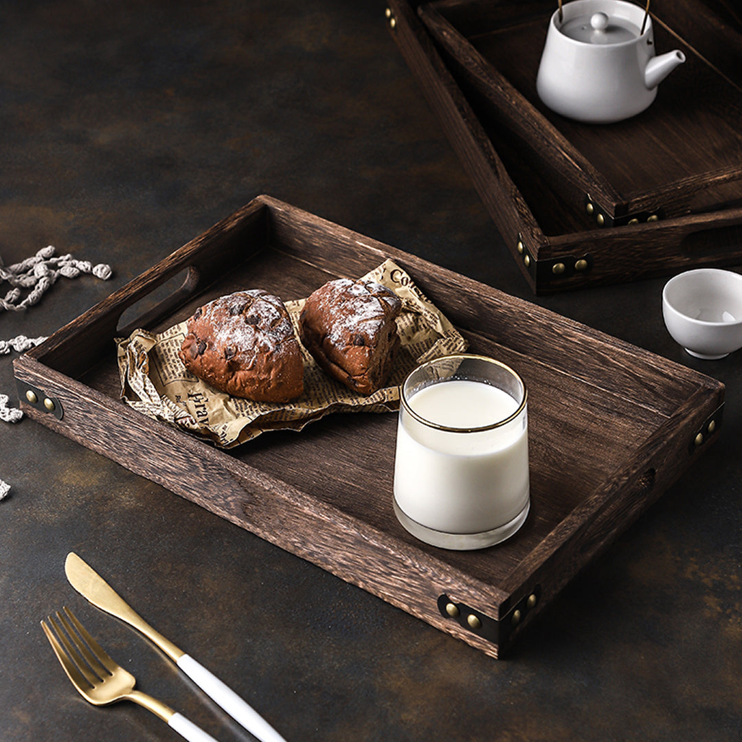 Small Walnut Rectangle Wooden Tray