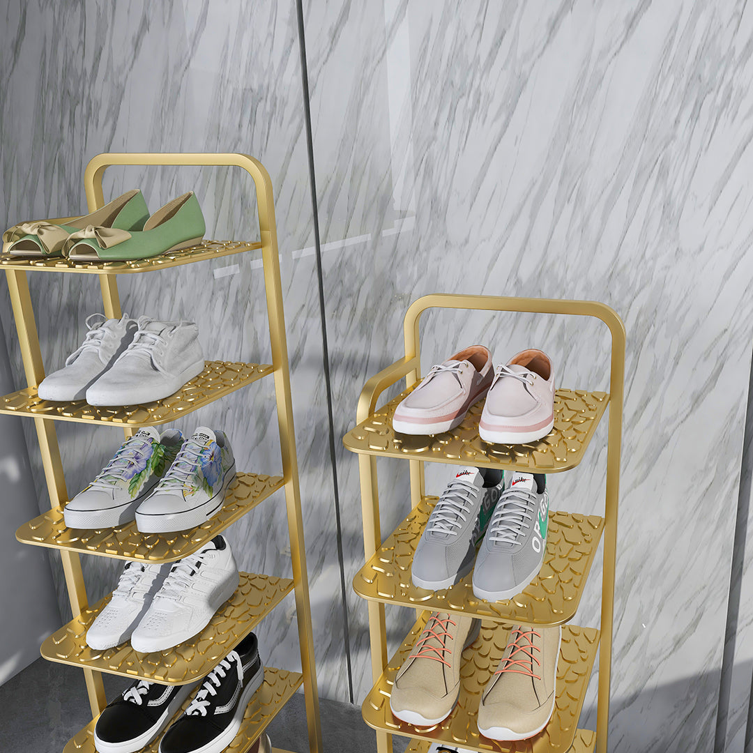 5 Tier Gold Plated Metal Shoe Rack Organiser