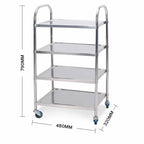 4 Tier Stainless Steel Utility Cart Round 48x32x79cm