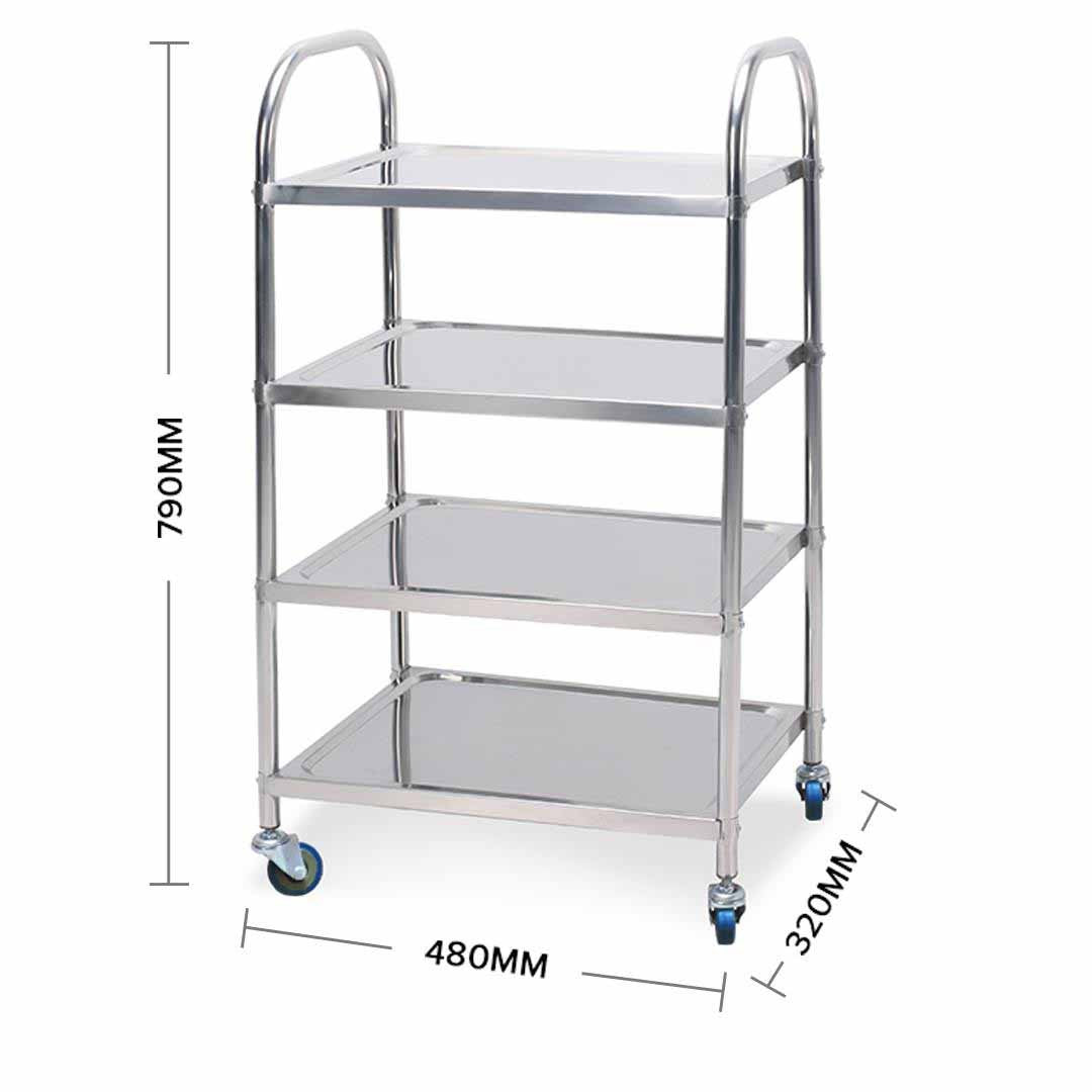 4 Tier Stainless Steel Utility Cart Round 48x32x79cm