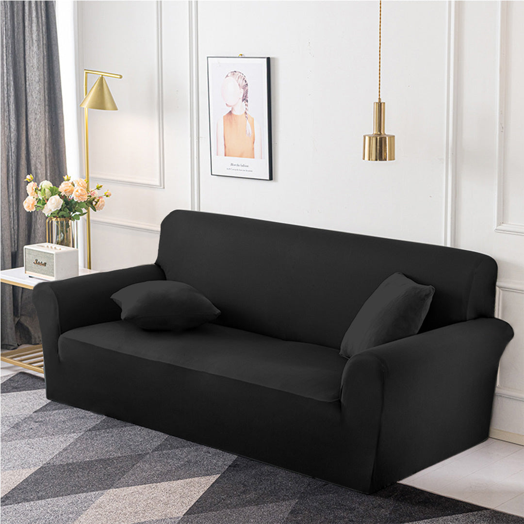 High Stretch 3-Seater Black Sofa Slipcover