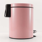 Foot Pedal Stainless Steel Trash Bin Round 12L Pink