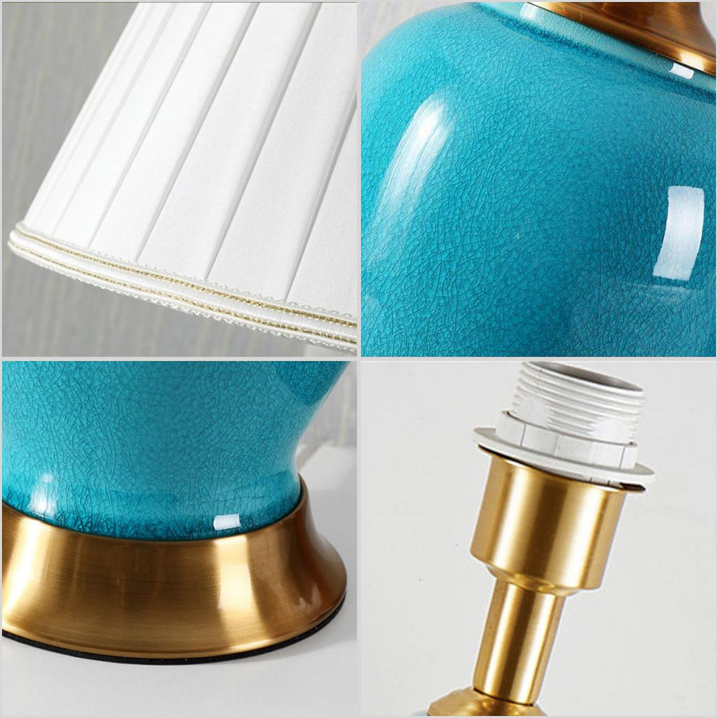Ceramic Oval Table Lamp Blue