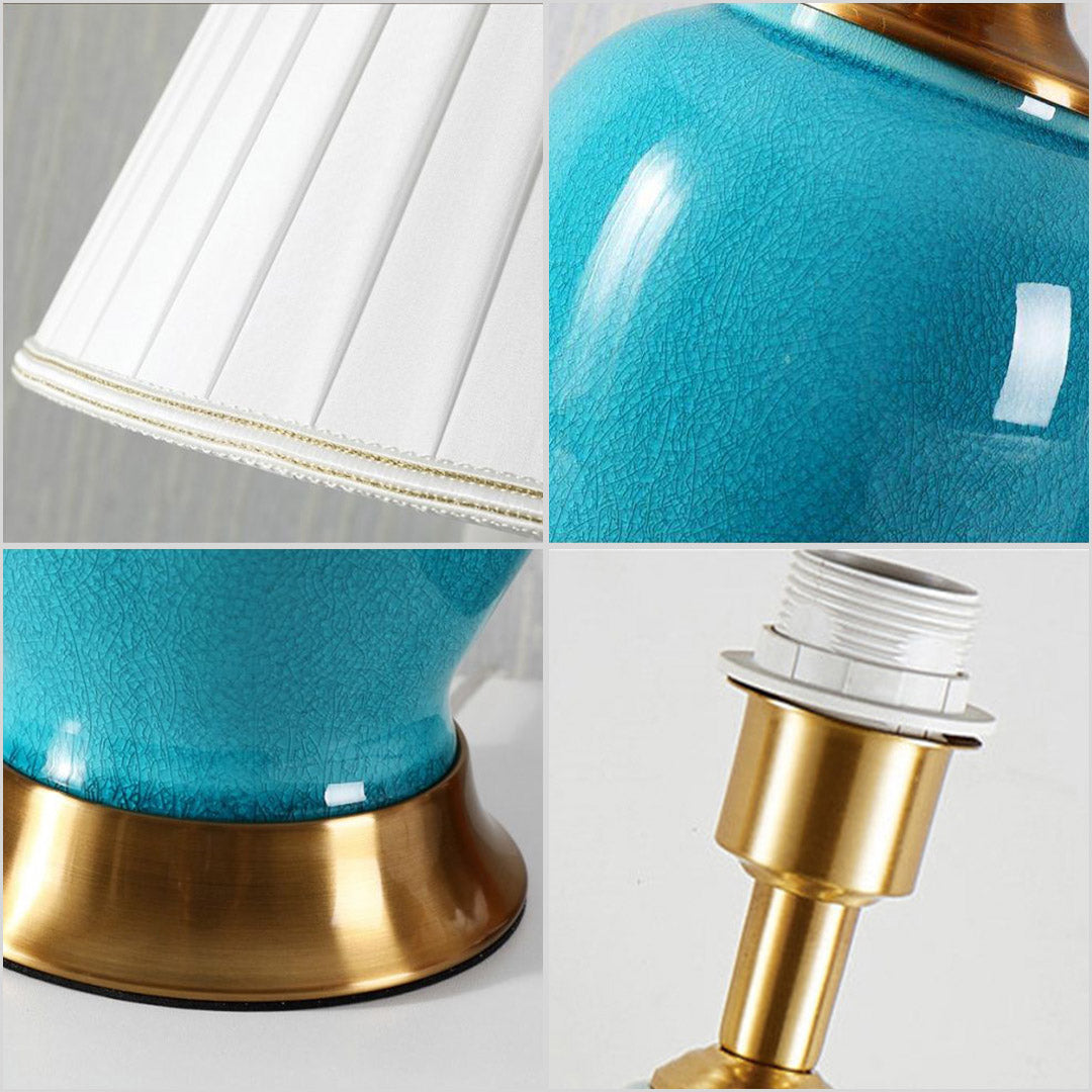 Ceramic Oval Table Lamp Blue