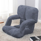 Foldable Floor Recliner Lazy Chair with Armrest Grey