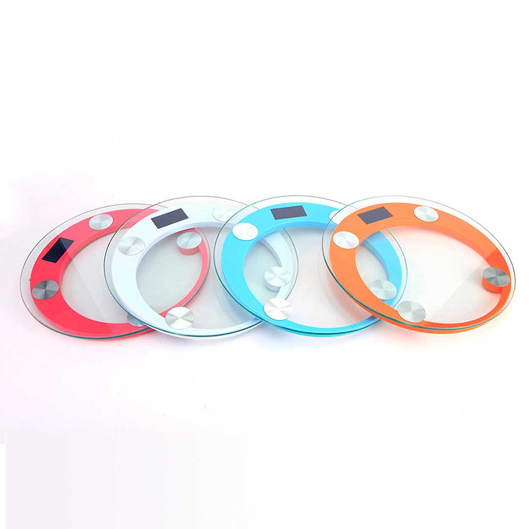 180kg Digital Glass LCD Scales Round Blue