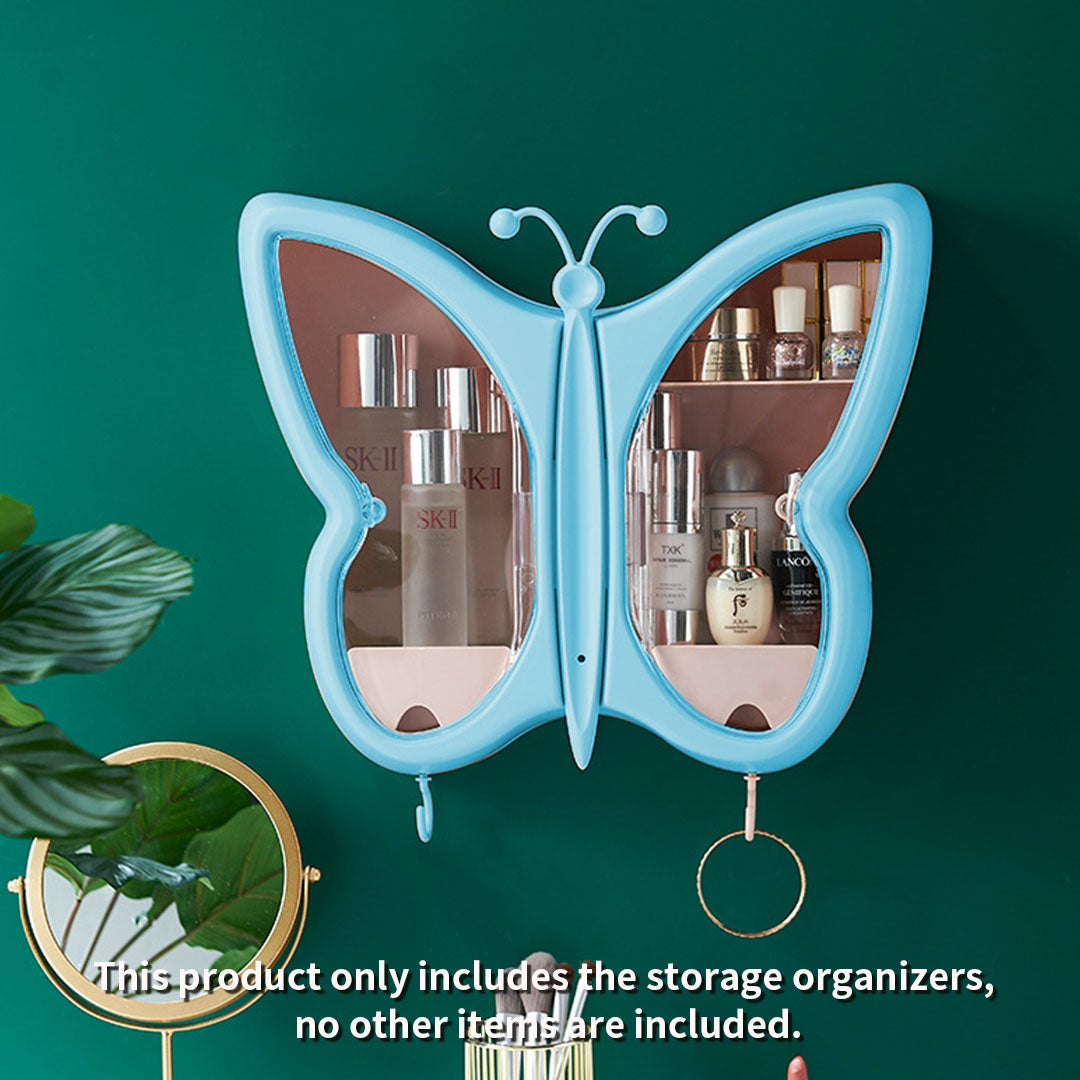 Blue Butterfly Shape Wall-Mounted Makeup Organiser