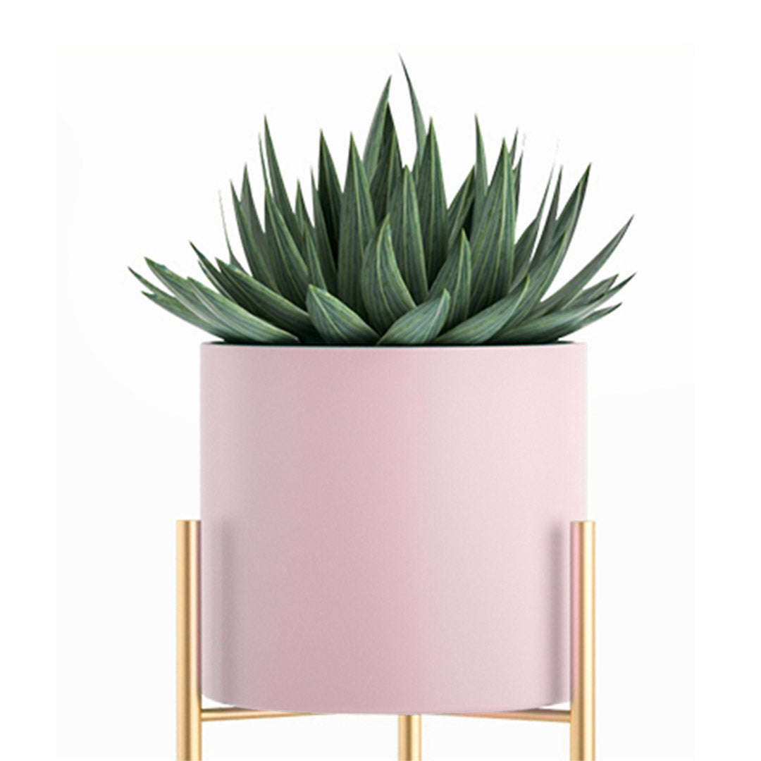 42CM Pink Metal Tiered Plant Pots Holders Foldable Rack