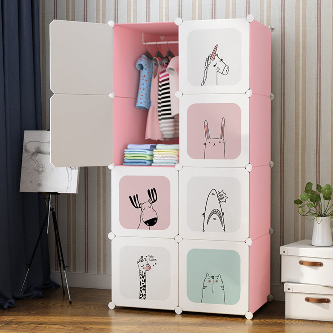 8 Cubes Pink Portable Wardrobe