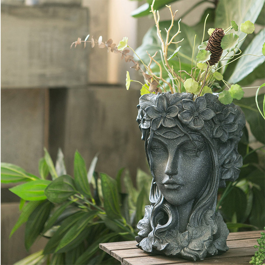 Resin Flower Pot Decor Black