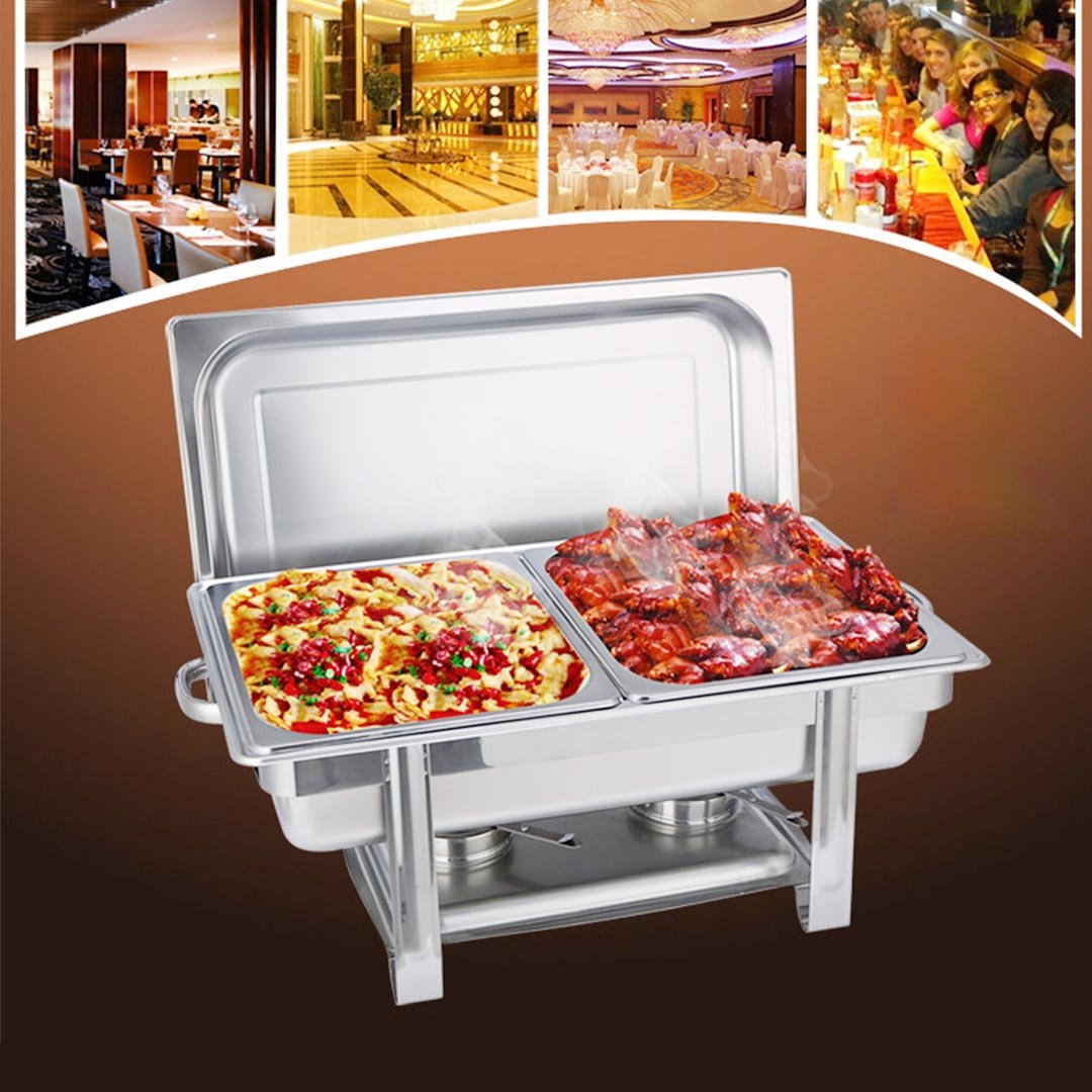 Stainless Steel Chafing Food Warmer Double Tray