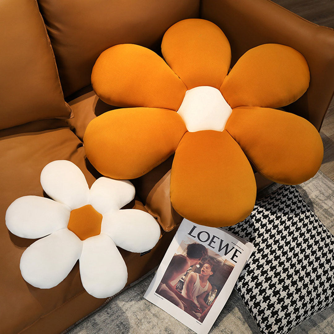 Coffee Daisy Flower Shape Cushion