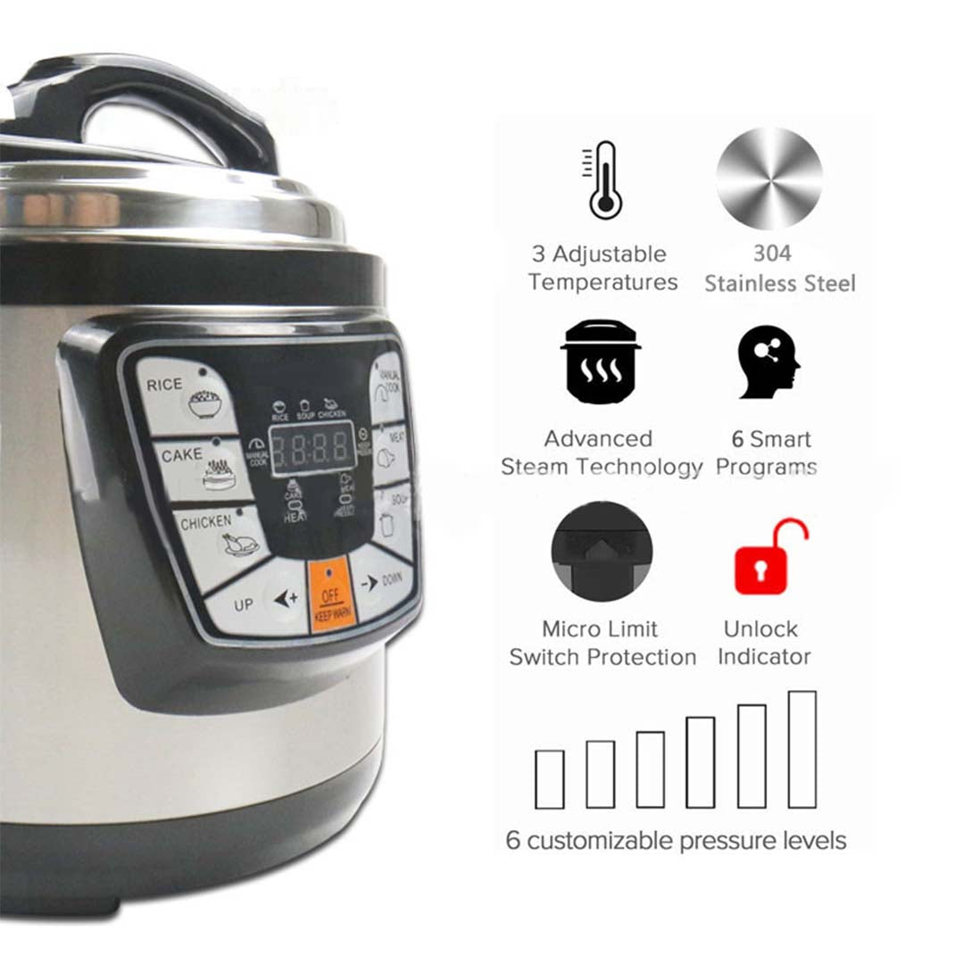 Electric Stainless Steel Pressure Cooker 6L Nonstick
