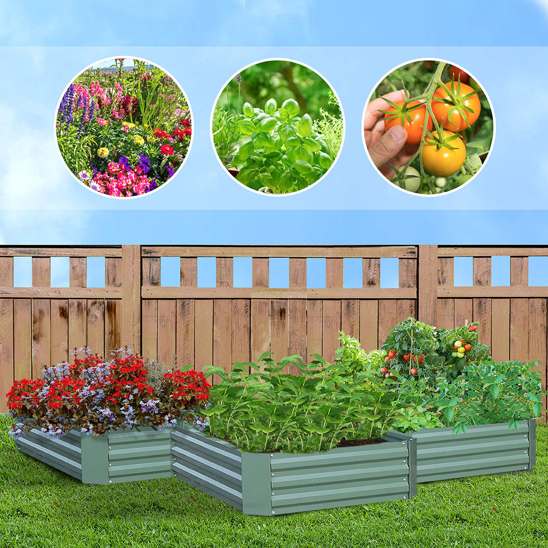 90cm Rectangle Galvanized Raised Garden Bed Green