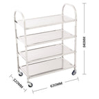 4 Tier Stainless Steel Utility Cart Square Large