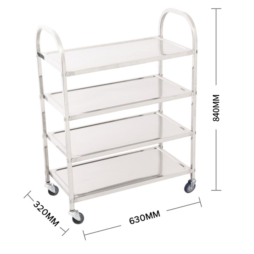4 Tier Stainless Steel Utility Cart Square Large