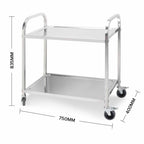 2 Tier Stainless Steel Utility Cart 75x40x83.5cm Small