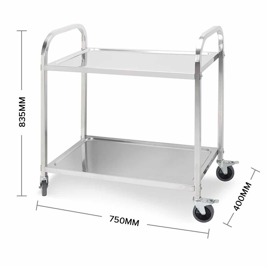 2 Tier Stainless Steel Utility Cart 75x40x83.5cm Small