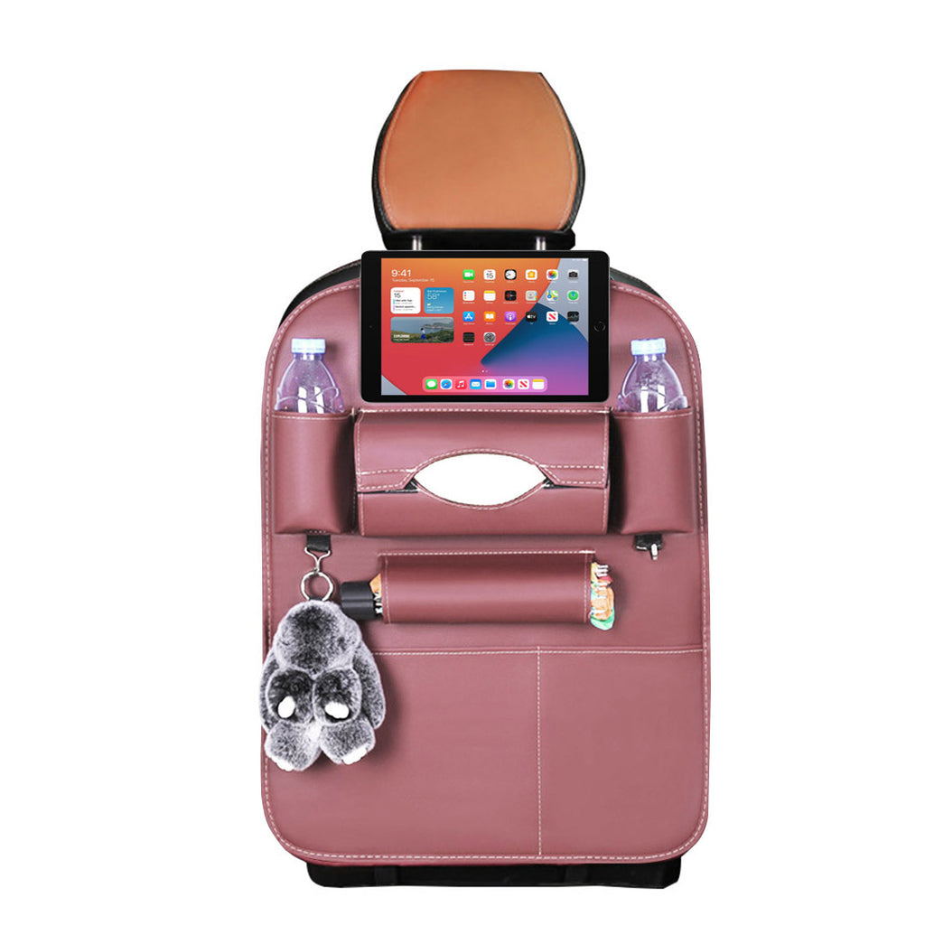 PVC Leather Car Back Seat Multi-Pocket Organizer and iPad Mini Holder Coffee
