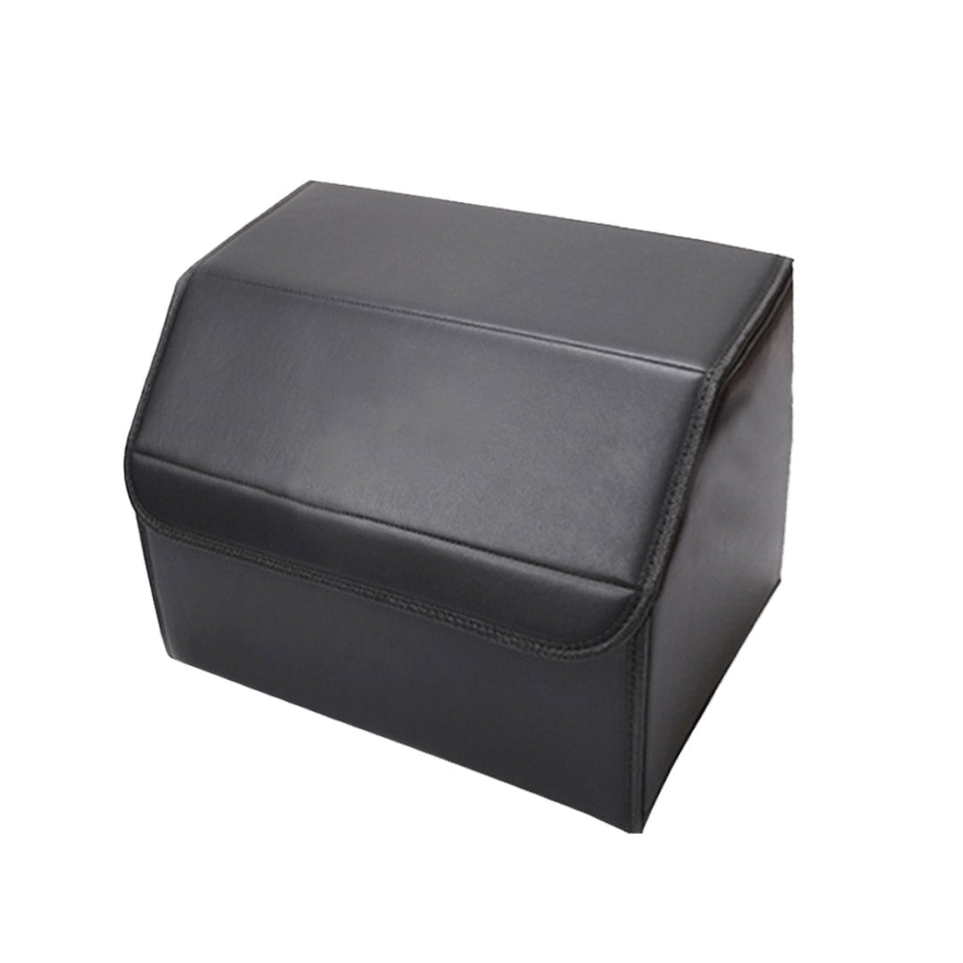 Leather Car Boot Foldable Trunk Cargo Organizer Box Black Small